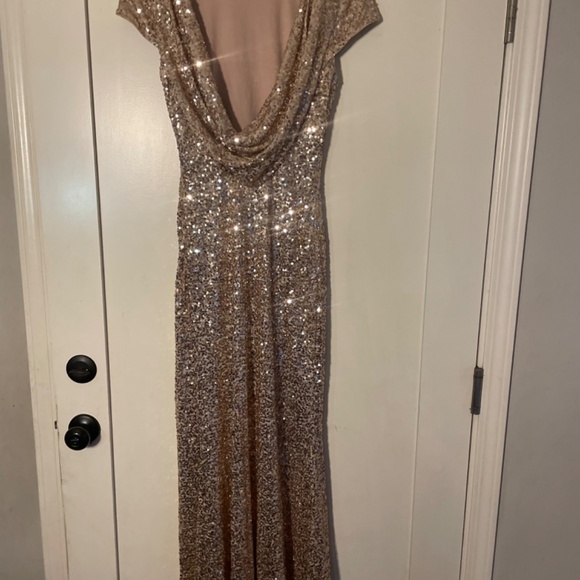 Rose Gold Sequin Low Back Dress - Picture 3 of 6